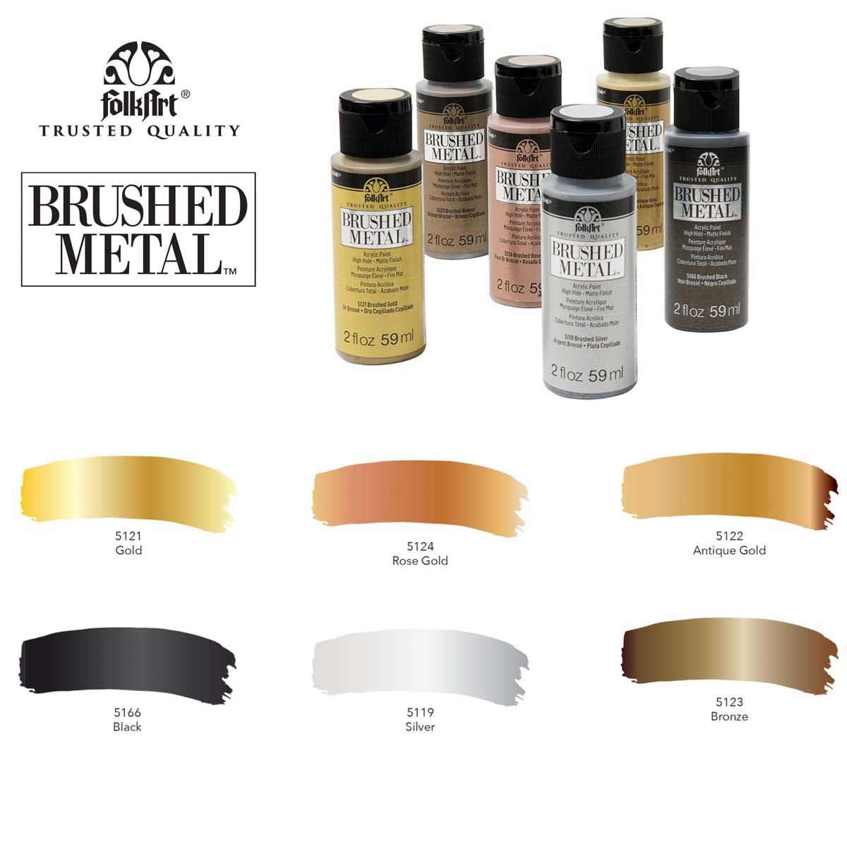 FolkArt - Brushed Metal Set - 6 Farben