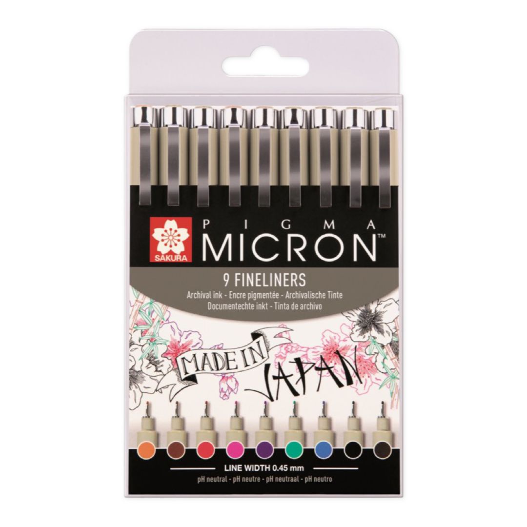 Pigma Micron - 9 colorful fineliners