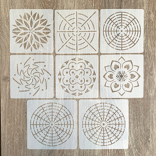 8 mandala stencils 2 sizes