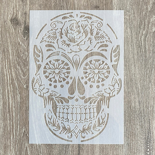 Stencil skull with rose